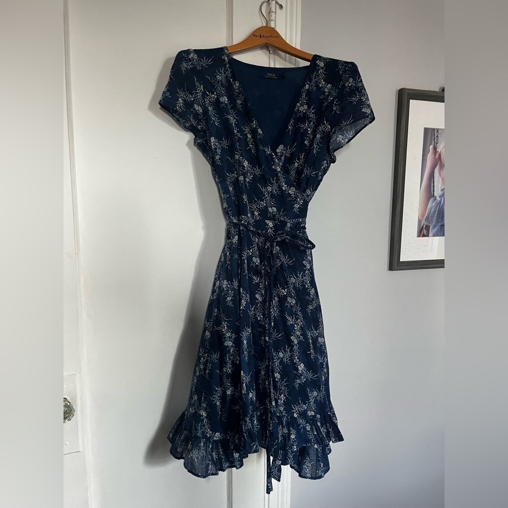 Ralph Lauren Blue Flutter Sleeve Midi Sundress
